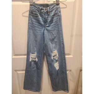 Buckle Black Distressed Fit No 35 Wide Leg Jeans Womens 22×32 Shaping Smoothing